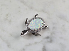 Load image into Gallery viewer, Womens Sterling Silver Opal Sea Turtle Pendant 3.8g E6110