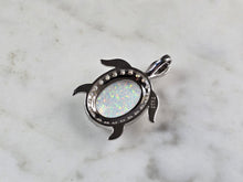 Load image into Gallery viewer, Womens Sterling Silver Opal Sea Turtle Pendant 3.8g E6110