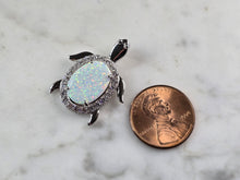 Load image into Gallery viewer, Womens Sterling Silver Opal Sea Turtle Pendant 3.8g E6110