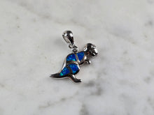 Load image into Gallery viewer, Womens Sterling Silver Blue Opal T REX Dinosaur Pendant 2.6g E6112