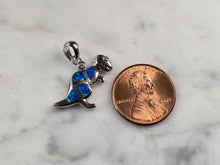 Load image into Gallery viewer, Womens Sterling Silver Blue Opal T REX Dinosaur Pendant 2.6g E6112