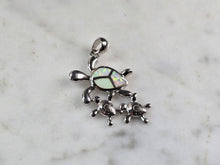Load image into Gallery viewer, Womens Sterling Silver Opal Sea Turtle w/ Babies Pendant 3.7g E6114