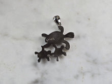 Load image into Gallery viewer, Womens Sterling Silver Blue Opal Sea Turtle w/ Babies Pendant 3.7g E6115