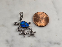 Load image into Gallery viewer, Womens Sterling Silver Blue Opal Sea Turtle w/ Babies Pendant 3.7g E6115