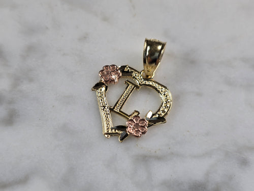 Womens 10K Yellow & Rose Gold Initial Letter 
