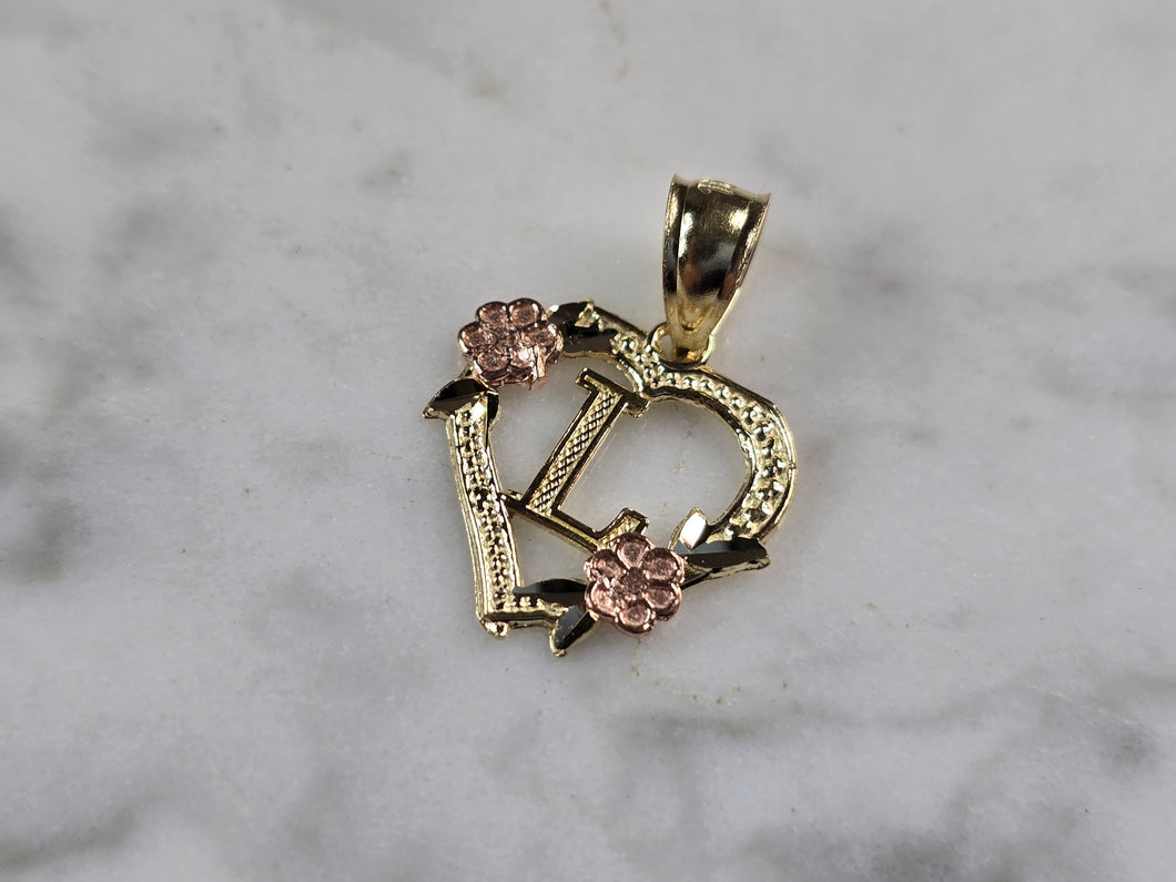 Womens 10K Yellow & Rose Gold Initial Letter 