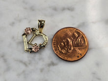 Load image into Gallery viewer, Womens 10K Yellow &amp; Rose Gold Initial Letter &quot; L &quot;  Heart Pendant 0.9g E6116