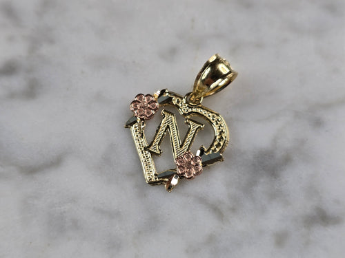 Womens 10K Yellow & Rose Gold Initial Letter 