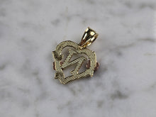 Load image into Gallery viewer, Womens 10K Yellow &amp; Rose Gold Initial Letter &quot; N &quot;  Heart Pendant 0.9g E6123
