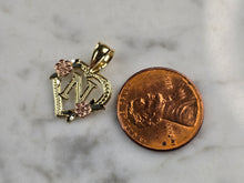Load image into Gallery viewer, Womens 10K Yellow &amp; Rose Gold Initial Letter &quot; N &quot;  Heart Pendant 0.9g E6123