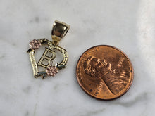Load image into Gallery viewer, Womens 10K Yellow &amp; Rose Gold Initial Letter &quot; B &quot;  Heart Pendant 0.9g E6124