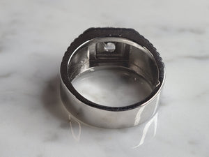 Mens Estate Sterling Silver CZ Ring 9.8g E6126