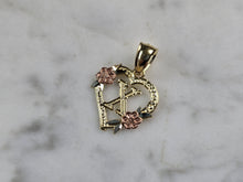 Load image into Gallery viewer, Womens 10K Yellow &amp; Rose Gold Initial Letter &quot; X &quot;  Heart Pendant 0.9g E6131