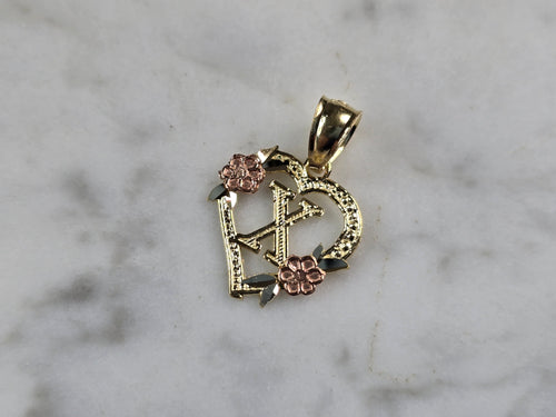 Womens 10K Yellow & Rose Gold Initial Letter 
