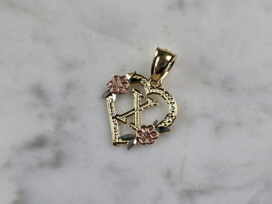Womens 10K Yellow & Rose Gold Initial Letter 