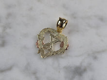 Load image into Gallery viewer, Womens 10K Yellow &amp; Rose Gold Initial Letter &quot; X &quot;  Heart Pendant 0.9g E6131