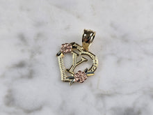Load image into Gallery viewer, Womens 10K Yellow &amp; Rose Gold Initial Letter &quot; Y &quot;  Heart Pendant 0.9g E6134