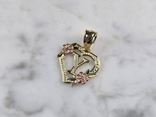 Womens 10K Yellow & Rose Gold Initial Letter 