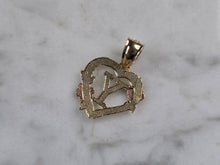 Load image into Gallery viewer, Womens 10K Yellow &amp; Rose Gold Initial Letter &quot; Y &quot;  Heart Pendant 0.9g E6134