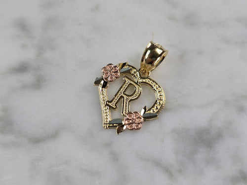 Womens 10K Yellow & Rose Gold Initial Letter 
