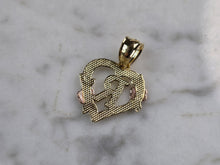 Load image into Gallery viewer, Womens 10K Yellow &amp; Rose Gold Initial Letter &quot; R &quot;  Heart Pendant 0.9g E6139