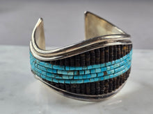 Load image into Gallery viewer, Vintage Estate Sterling Silver Turquoise Heishi Navajo Cuff Bracelet 82.6g E6148