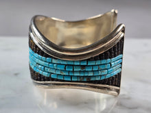 Load image into Gallery viewer, Vintage Estate Sterling Silver Turquoise Heishi Navajo Cuff Bracelet 82.6g E6148