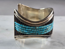 Load image into Gallery viewer, Vintage Estate Sterling Silver Turquoise Heishi Navajo Cuff Bracelet 82.6g E6148