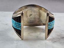Load image into Gallery viewer, Vintage Estate Sterling Silver Turquoise Heishi Navajo Cuff Bracelet 82.6g E6148