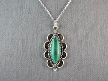 Load image into Gallery viewer, Womens Vintage Southwestern Sterling Silver Malachite Pendant Necklace 6.2g E616