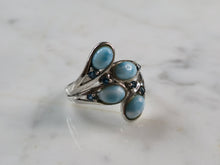 Load image into Gallery viewer, Womens Vintage Estate Sterling Silver Modernist Larimar Ring 5.5g E6174