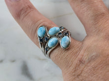 Load image into Gallery viewer, Womens Vintage Estate Sterling Silver Modernist Larimar Ring 5.5g E6174