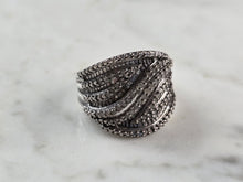 Load image into Gallery viewer, Womens Vintage Estate Sterling Silver Modernist Diamond Ring 6.8g #E6179