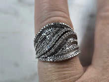 Load image into Gallery viewer, Womens Vintage Estate Sterling Silver Modernist Diamond Ring 6.8g #E6179