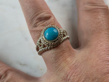 Load image into Gallery viewer, Womens Vintage Estate Sterling Silver Turquoise Ring 6.7g E6180