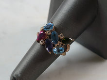 Load image into Gallery viewer, Womens Vintage Estate Sterling Silver Rose Gold Tone Multi Stone Ring 4.8g E6186