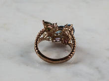 Load image into Gallery viewer, Womens Vintage Estate Sterling Silver Rose Gold Tone Multi Stone Ring 4.8g E6186