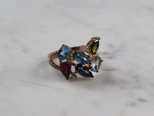 Load image into Gallery viewer, Womens Vintage Estate Sterling Silver Rose Gold Tone Multi Stone Ring 4.8g E6186