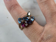 Load image into Gallery viewer, Womens Vintage Estate Sterling Silver Rose Gold Tone Multi Stone Ring 4.8g E6186