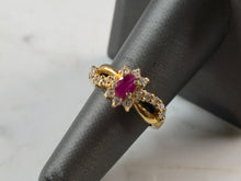 Load image into Gallery viewer, Womens Estate Sterling Silver Gold Tone Natural Ruby CZ Stone Ring 4.9g E6187