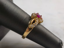 Load image into Gallery viewer, Womens Estate Sterling Silver Gold Tone Natural Ruby CZ Stone Ring 4.9g E6187