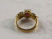 Load image into Gallery viewer, Womens Estate Sterling Silver Gold Tone Natural Ruby CZ Stone Ring 4.9g E6187