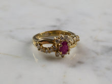 Load image into Gallery viewer, Womens Estate Sterling Silver Gold Tone Natural Ruby CZ Stone Ring 4.9g E6187