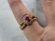 Load image into Gallery viewer, Womens Estate Sterling Silver Gold Tone Natural Ruby CZ Stone Ring 4.9g E6187