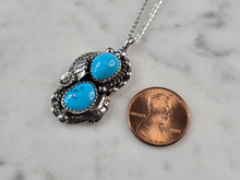 Load image into Gallery viewer, Womens Vintage Sterling Silver Southwestern Turquoise Pendant Necklace 7.1g E618