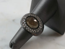 Load image into Gallery viewer, Womens Modernist Smoky Quartz CZ Cocktail Ring E6196