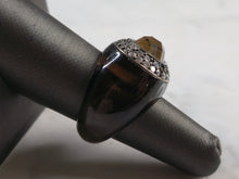 Load image into Gallery viewer, Womens Modernist Smoky Quartz CZ Cocktail Ring E6196