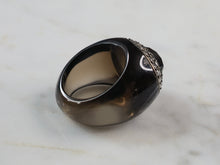 Load image into Gallery viewer, Womens Modernist Smoky Quartz CZ Cocktail Ring E6196