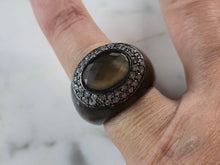 Load image into Gallery viewer, Womens Modernist Smoky Quartz CZ Cocktail Ring E6196