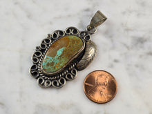 Load image into Gallery viewer, Womens Vintage Sterling Silver Southwestern Turquoise Pendant 13.9g E619